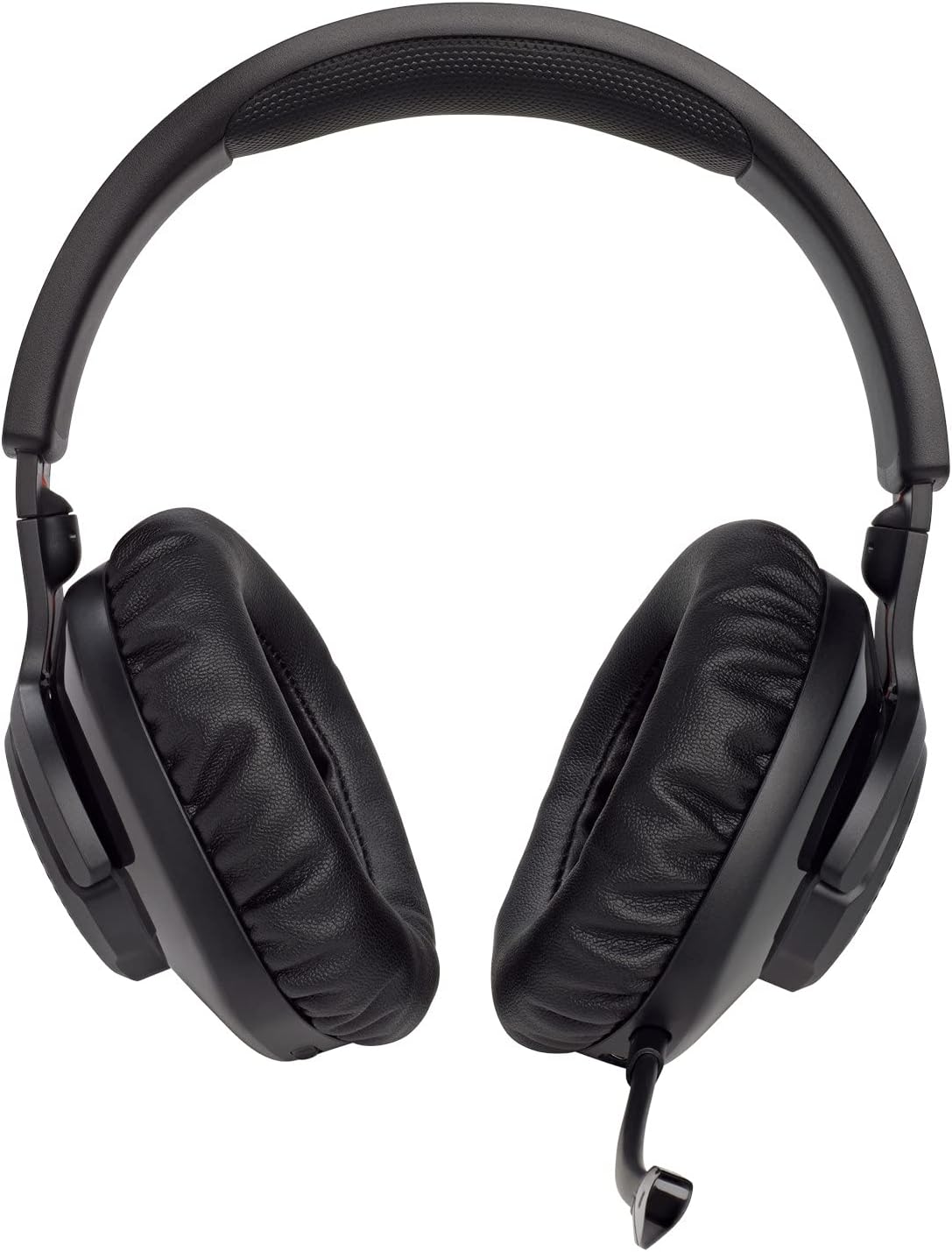 JBL Quantum 350 Gaming Headset – Nahansicht der bequemen Memory-Foam-Ohrpolster für lange Sessions