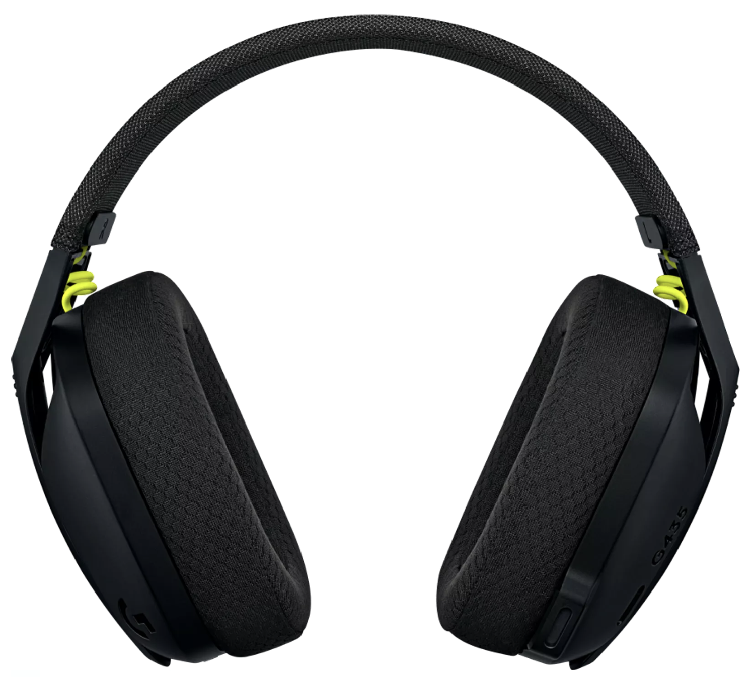 Logitech G435 ultraleichtes kabelloses Headset – Detailaufnahme der Bedienelemente am Ohr