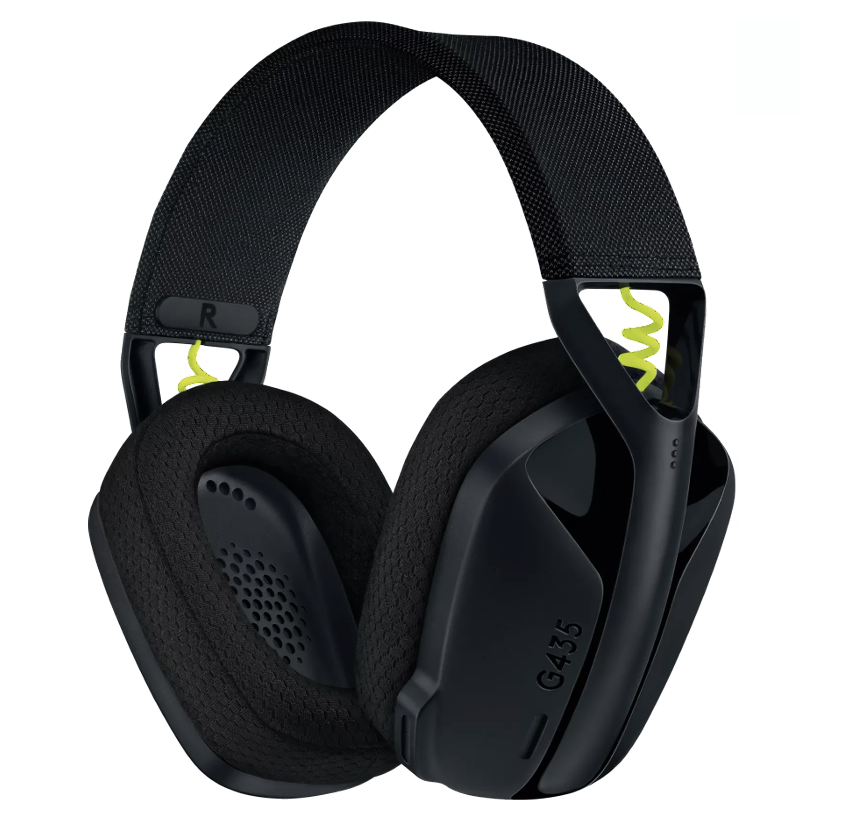 Logitech G435 LIGHTSPEED – Ansicht der Stoff-Ohrpolster für hohen Tragekomfort am PC und Konsole