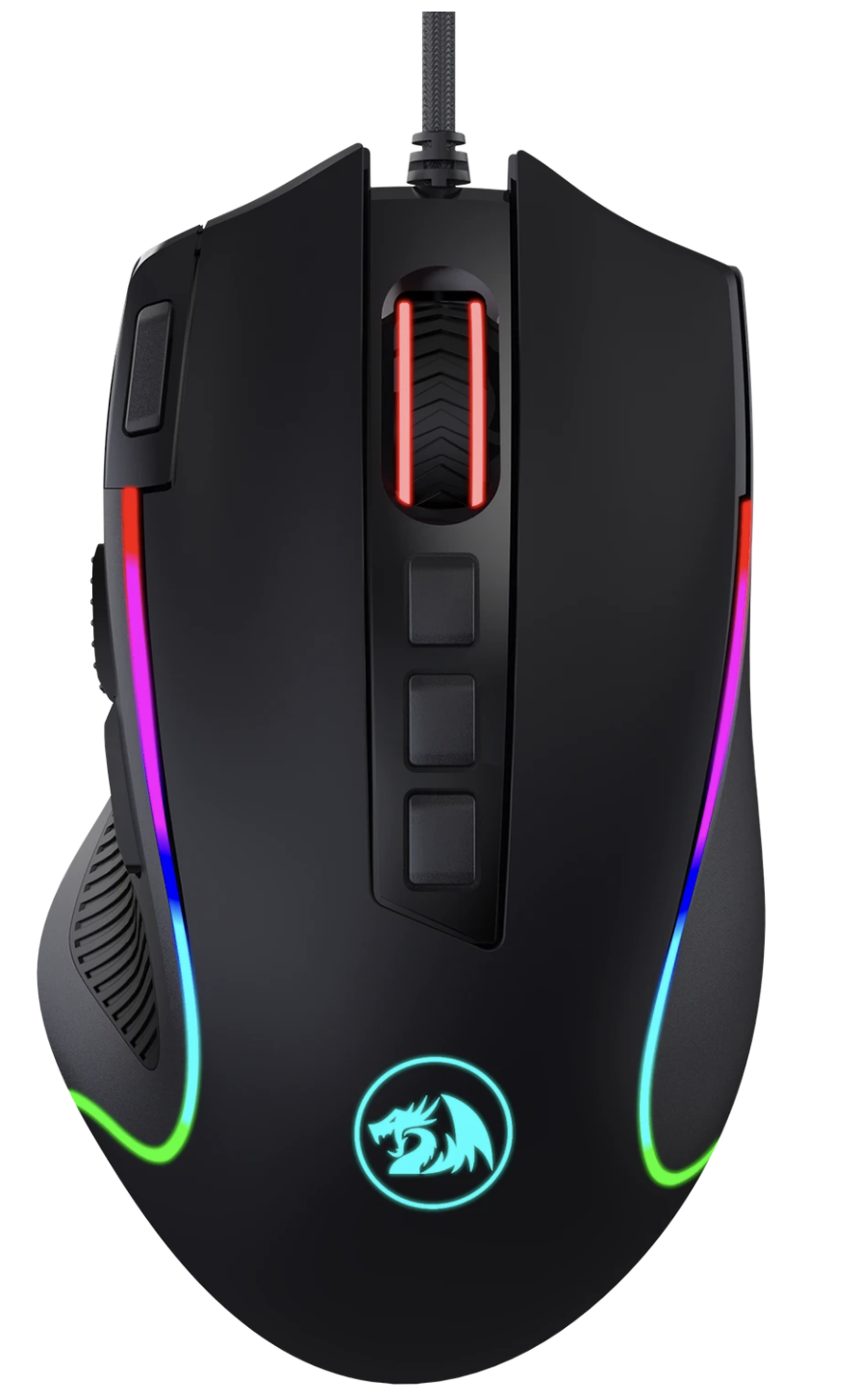 Redragon M612 Predator RGB Gaming Maus schwarz Frontansicht – günstigste Gaming Maus unter 30€