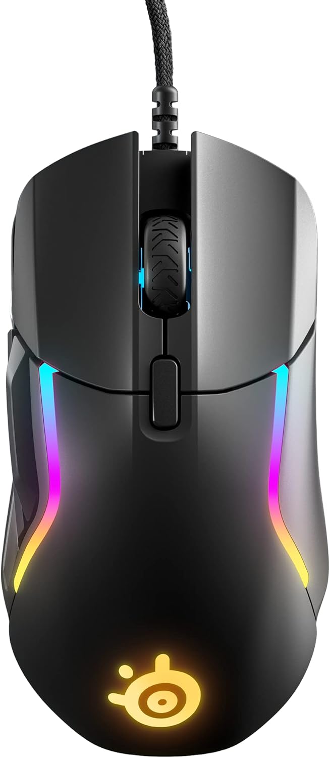 SteelSeries Rival 5 Gaming Maus schwarz Frontansicht – Gaming Mäuse 30 bis 70 Euro für MOBA